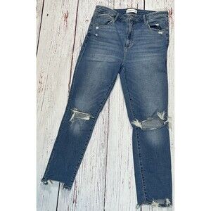 Abercrombie & Fitch Super Skinny Ankle High Rise Jeans Womens 32 14R Distressed
